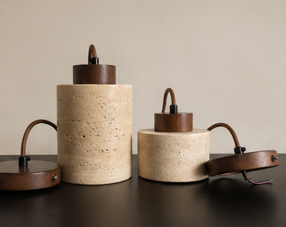 Modern Travertine Stone Pendant Light