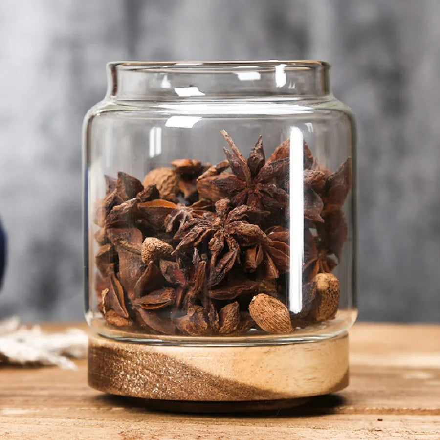 Modern Glass Pantry Jars with Wooden Lids