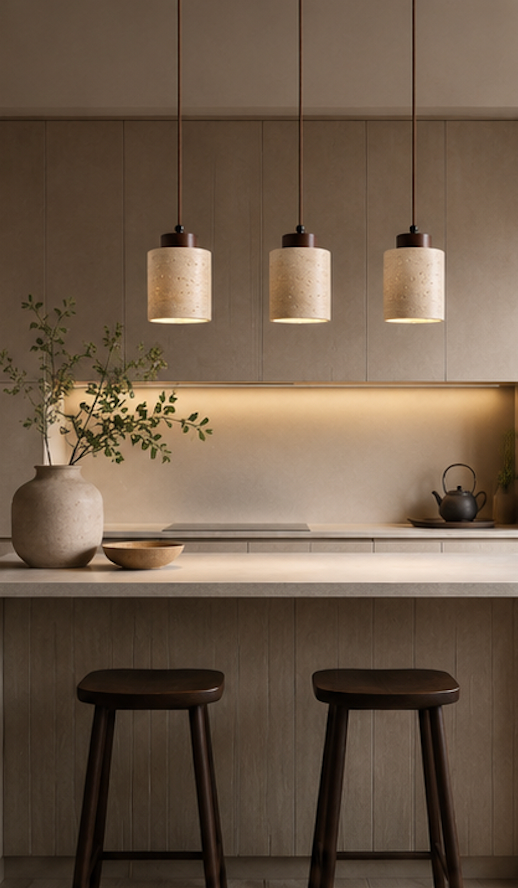 Modern Travertine Stone Pendant Light