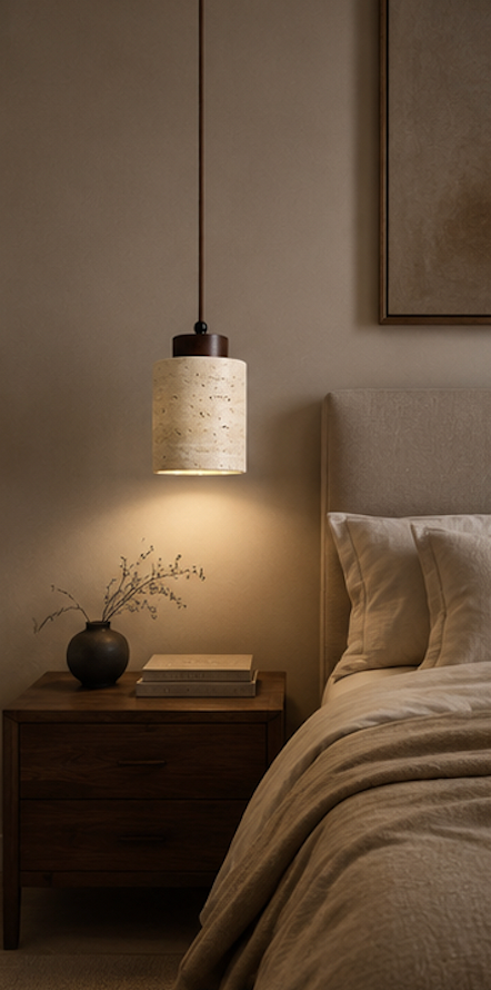 Modern Travertine Stone Pendant Light