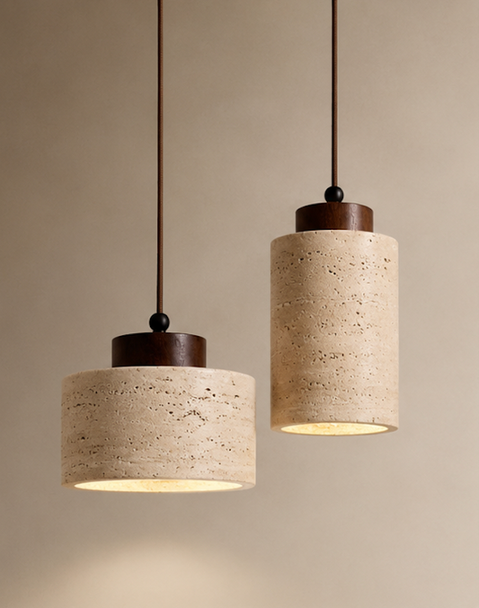 Modern Travertine Stone Pendant Light