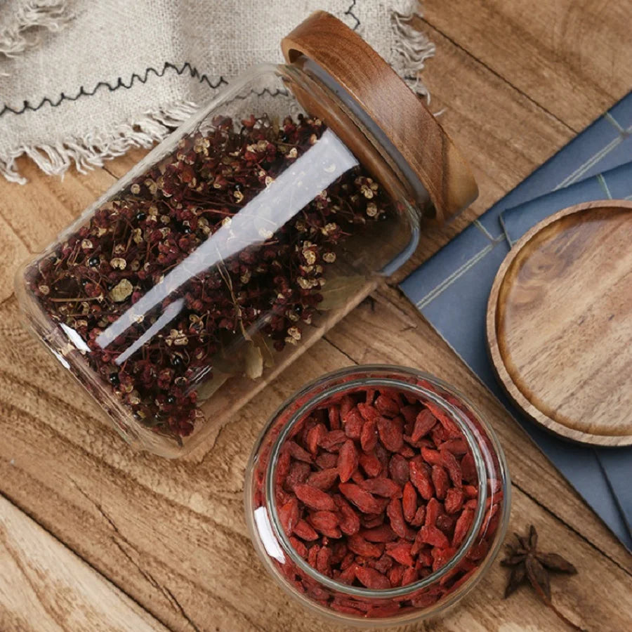 Modern Glass Pantry Jars with Wooden Lids